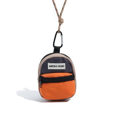 Compatible with Gemini II Wireless Bluetooth Earphone Protective case, Brand Small Card Bag, Casual Zipper Canvas Small Hanging Bag (Orange Coffee Color)