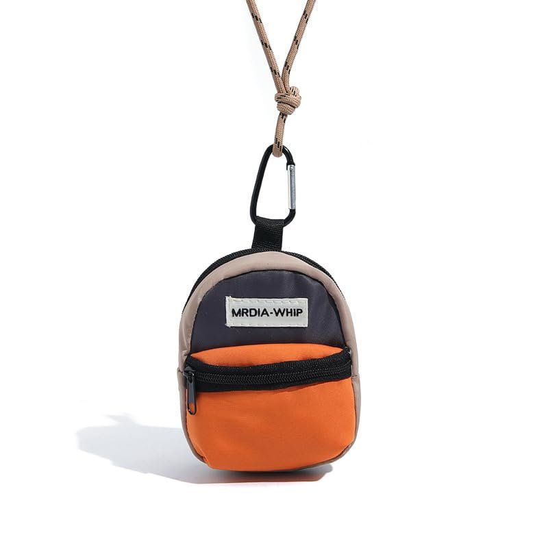 Compatible with Gemini II Wireless Bluetooth Earphone Protective case, Brand Small Card Bag, Casual Zipper Canvas Small Hanging Bag (Orange Coffee Color)