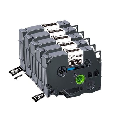 5 Pack Compatible 12mm Labels for TZe231 TZe131 TZe431 TZe531 TZe334 TZe335 Suitable for PTH110 PT-D210 Label Makers(White on Black-5PK)