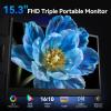 15.3" Laptop Screen Extender, 1200P FHD Ultra-Thin Triple Screen Laptop Monitor Extender, 100%sRGB Travel Portable Monitor for Laptops, Multi Screens Laptops Attachment Compatible with Windowss Mac view 2
