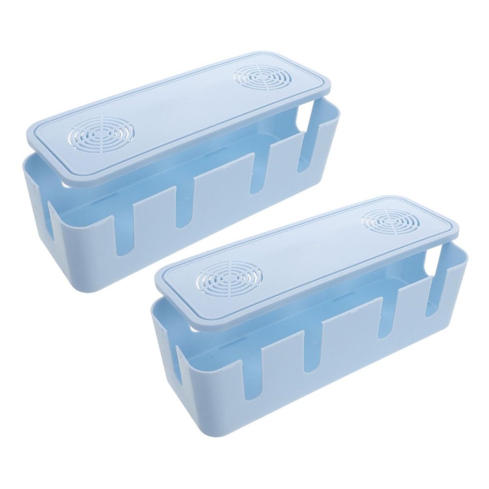 NUOBESTY 2pcs Electrical Cord Organizer Box for Desk High Capacity for and Chargers Tidy Workspace Design