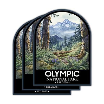 (3 Psc) Olympic National Park Sticker - Nature Decal - Camping Decal for Nature Lover Or Camper - Hiking Inspired Gift for Friends - Sticker 3 Inch for Laptop Water Bottles