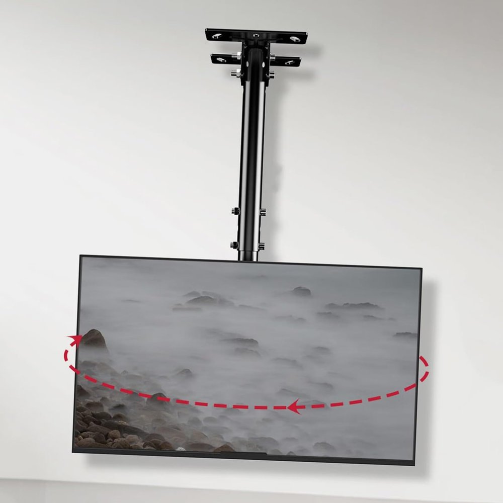 Adjustable Tilt TV Ceiling Mount - Ceiling TV Mount Bracket, 360 Swivel and Tilt Ceiling TV Mount, Fits 26-60 Inch TVs TV Stand, 30 Flip Down Adjustable TV Bracket, Max 400x400mm
