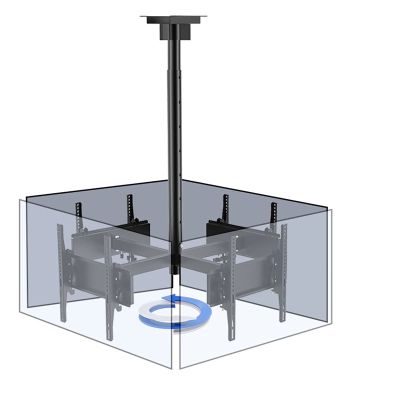 Ceiling TV Mount - Four Sided Ceiling TV Mount Bracket, 32-50 Inch Full Motion, 4 Movement Flat/Curved Screen Bracket, Telescopic Height Adjustment