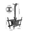 Adjustable Ceiling TV Mount Bracket, Tilt Swivel Ceiling TV Mount, Ceiling TV Mount, Fits 55-75 Inch TVs, Mount On Ceilings, Max 600x400mm view 2