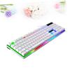CHICAMPERA Glowing USB Keyboard with Mechanical Feel and Creative Backlight Portable Wired Keyboard for Gaming and Office Use Sleek Design Compatible with Laptops and Desktops White view 2