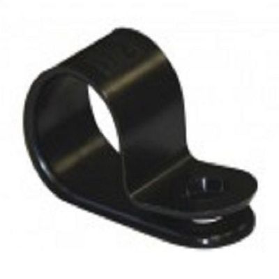 1/4 Inch Cable Clamp Black UV Resistant with #10 mounting Hole for mounting Bundles of Wires, Cables, and Ropes Made in USA (100)