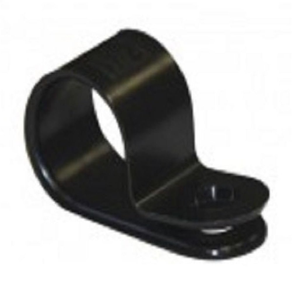 1/4 Inch Cable Clamp Black UV Resistant with #10 mounting Hole for mounting Bundles of Wires, Cables, and Ropes Made in USA (100)