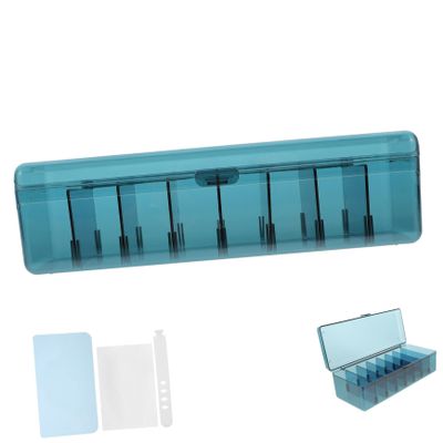 CHICAMPERA Data Cable Storage Box with Cover Desktop Cord Organizer for Tidy Workspaces Design Easy Access to Cables and Accessories Blue Color for Use