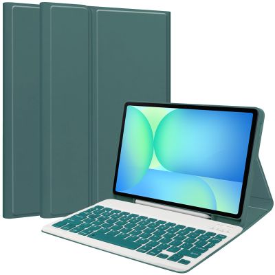 Keyboard Case for Samsung Galaxy Tab S10 FE+ Plus 13.1inch 2025, Magentic Protective Cover with S-Pen Holder, Detachable Wireless Bluetooth Keyboard, Dark Green