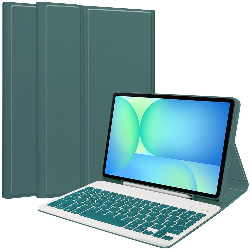 Keyboard Case for Samsung Galaxy Tab S10 FE+ Plus 13.1inch 2025, Magentic Protective Cover with S-Pen Holder, Detachable Wireless Bluetooth Keyboard, Dark Green