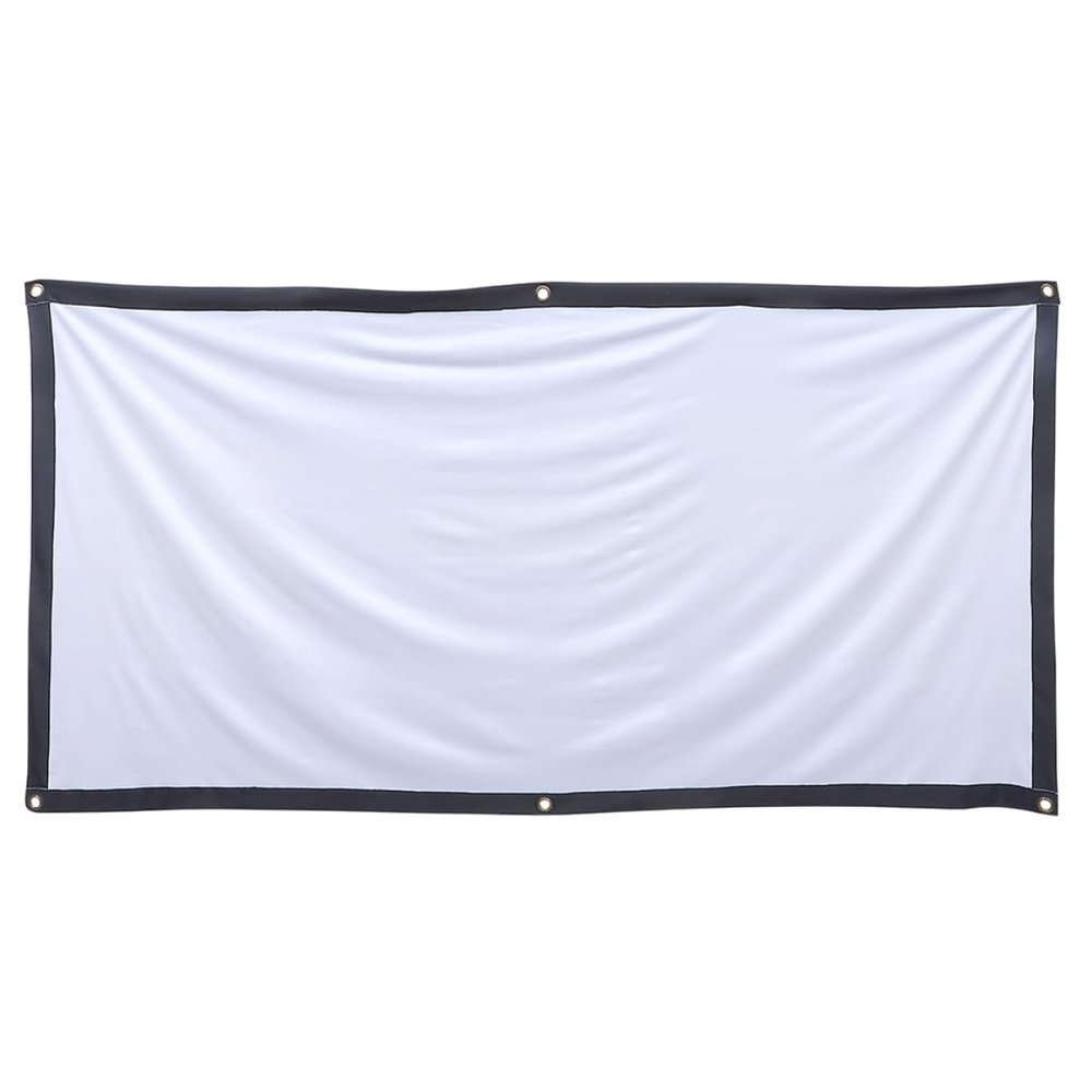Lurrose Foldable Projector Screen Set Black Indoor Outdoor Portable Screen Stand Polyester Material Easy to Carry