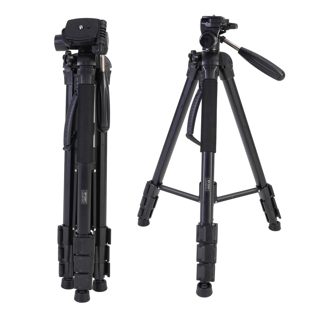 Aluminum Alloy Camera Tripod and Monopod, Lightweight DSLR Tripod with Ball Head, Quick Release Plate, Foldable for Travel, Fill Light, Cell Phone, Mirrorless Camera