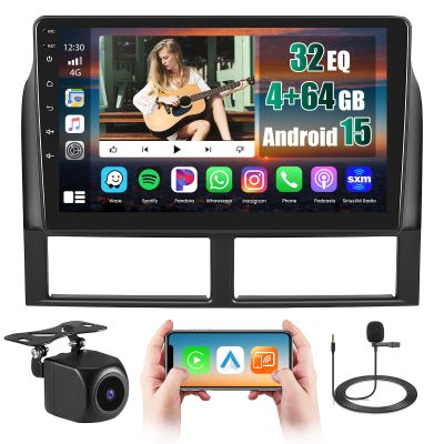 4+64GB Android 15 Car Radio for Jeep Grand Cherokee 1999-2004 with Wireless CarPlay Android Auto, 9 Inch Touch Screen Car Stereo for Grand Cherokee with GPS WiFi Bluetooth5.0 FM/RDS 32EQ Backup Camera