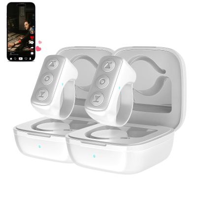 3-Link 2-Pack TikTok Scrolling Ring, Remote Control for TikTok/YouTube Shorts/Instagram Reels, Bluetooth Page Turner for iPad/Kindle App/iPhone/Android (White)