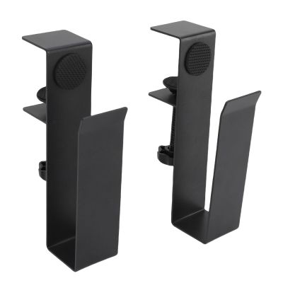 Adjustable Desk Side Laptop Mount, No Drill Desk Side Storage Organizer Laptop Holder, Metal Hanging Notebooks Clamp On Holder for Tablets Files Magazines