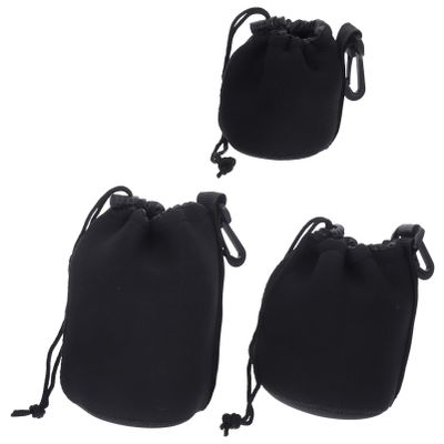 Holibanna 3Pcs Neoprene Camera Lens Bag Drawstring Lens Protector Pouches for Includes and Durable Storage for Protection