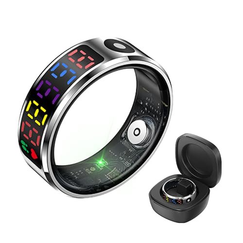 ZiCOWAY R12 Color Display Screen Smart Ring for Men Women,5ATM Waterproof Fitness Tracker with 24/7 Heart Rate/Sleep/Steps Detection,Medical Grade Metal Case,Compatible with iOS and Android