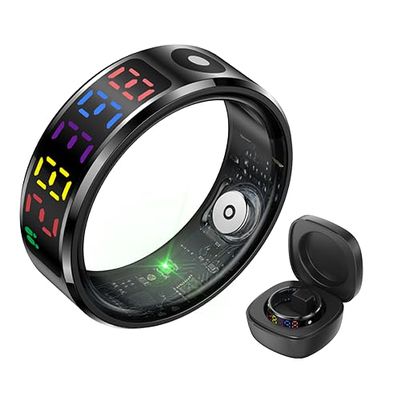 ZiCOWAY R12 Color Display Screen Smart Ring for Men Women,5ATM Waterproof Fitness Tracker with 24/7 Heart Rate/Sleep/Steps Detection,Medical Grade Metal Case,Compatible with iOS and Android