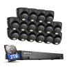 ANNKE 1080P Security Camera System, 16CH 4K DVR with AI Motion Detection, 16x 2MP (19201080) Add-on Wired Black Turret Cams with Smart Color Night Vision, IP67, Compatible with Alexa, 2TB HDD view 1