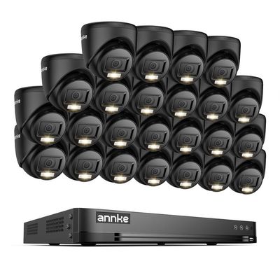 ANNKE 1080P Security Camera System, 32CH 3K Lite DVR Recorder with AI Motion Detection, 24x 2MP (19201080) Add-on Wired Black Turret Cams with Smart Color Night Vision, 3.6mm Lens, No Hard Drive