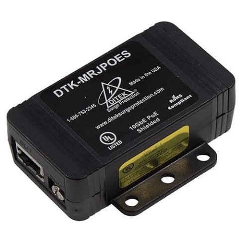 DTK-MRJPOES Shielded RJ45 Female in/Out PoE Surge Protector Advanced Protection for PoE Networks