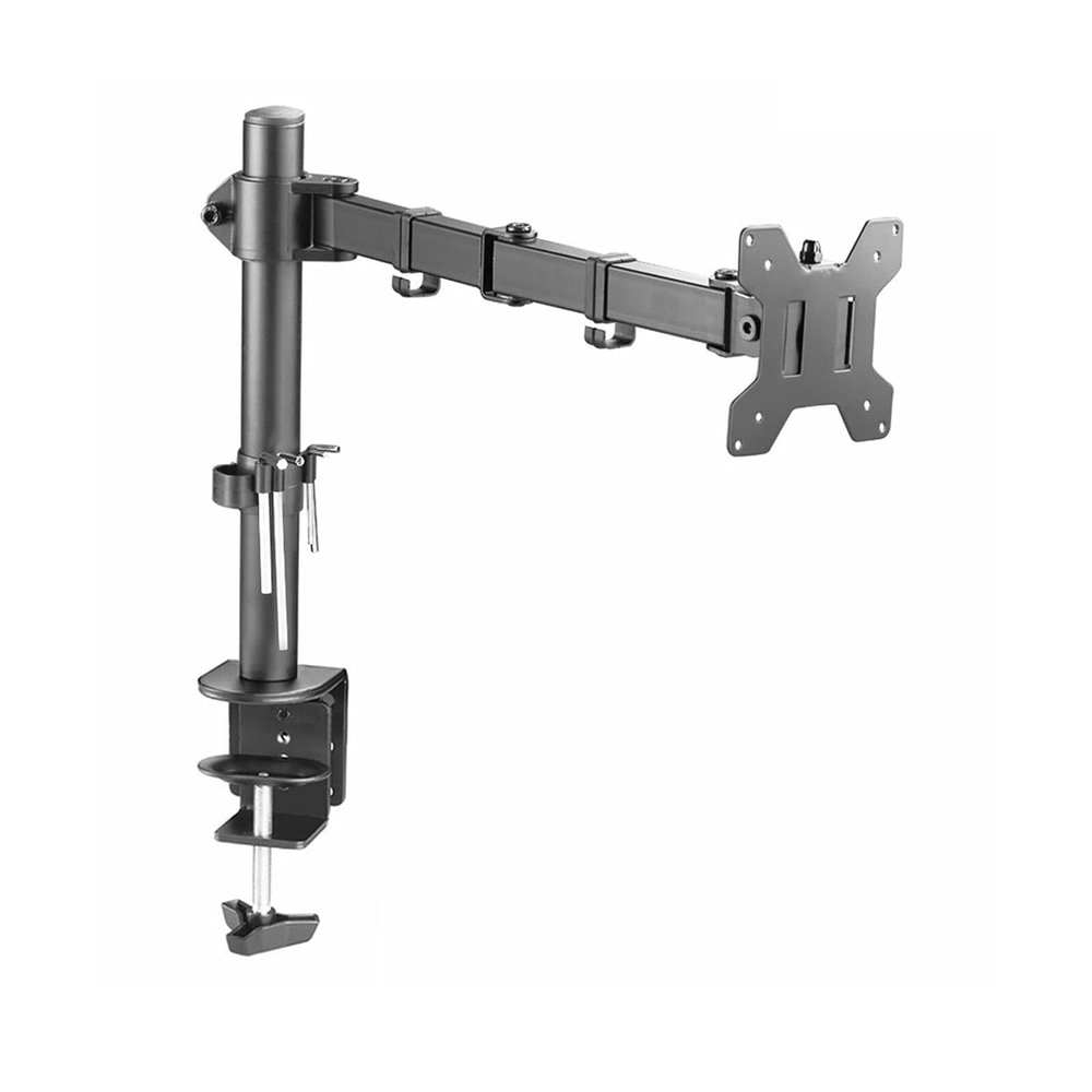 Adjustable Gas Monitor Arm Stand for 13"-32" Screens, Single Desk Mount, C-Clamp/Grommet Installation, Holds Up to 19.8lbs, Black