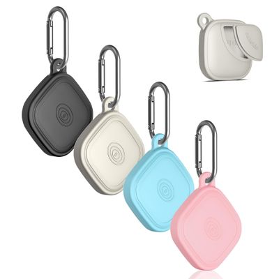 (4-Pack) Silicome Case for Tile Mate 2024, Waterproof Tile Mate Holder Full Body Protective Cover Compatible with Life360 Mate Tile Tracker with Keychain (Black/Off White/Pink/Sky Blue)