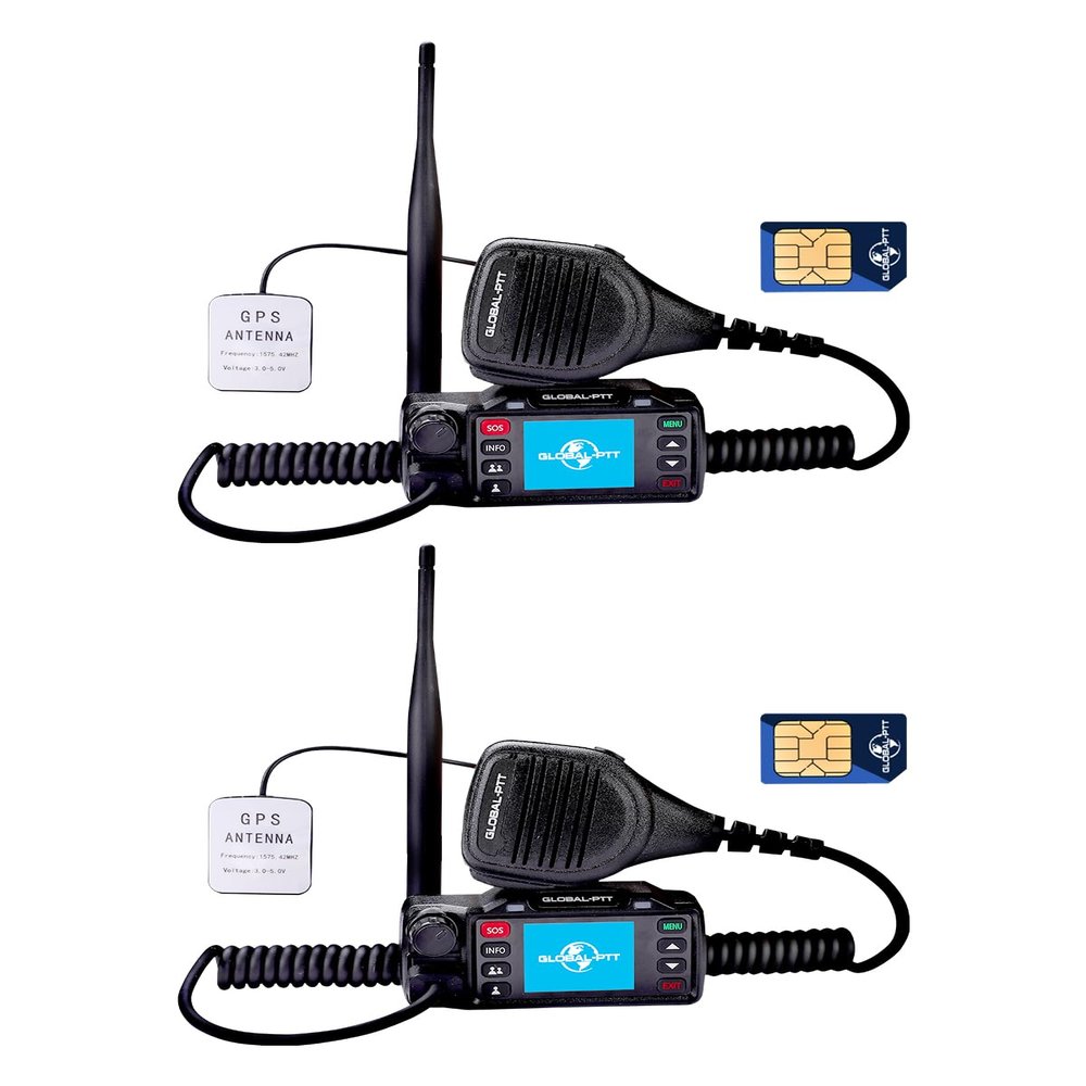 2-Pack Push-to-Talk Over Cellular (PoC) Mobile Radios with GPS SOS - 4G LTE Nationwide PTT Unlimited Range License-Free for in-Vehicle Communication Include Dispatch Account (GPS)
