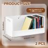CroBlissful 2 Set Wooden DVD Storage Box DVD Storage Shelf Holder Solid Wood Cassette Tape Display Organizer with Carrying Handle for CD, Movie Cases, Each Organizer Can Store up to 26 Boxes (White) view 2