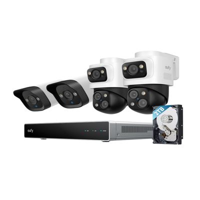 eufy PoE NVR Security Camera System S4, 24/7 Recording,Up to 16CH, 2TB HDD, 2 Bullet-PTZ Cams, 2 Bullet Cams, 360 PTZ, AI Auto Framing & Tracking, Smart Video Search, Color Night Vision
