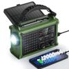Raynic 12000mAh Emergency Weather Radio, AM/FM/NOAA Solar Hand Crank Radio with 2X Panel, USB & USB-C Charging, LED Flashlight, Reading Light & SOS for Power Outages, Hurricane, Storms, Camping view 1