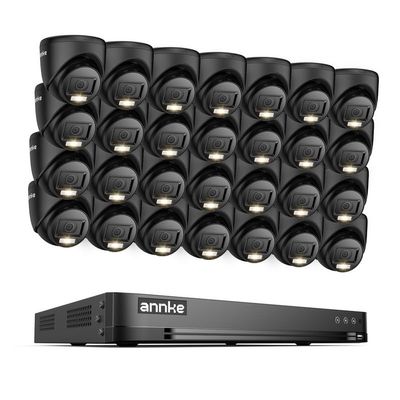 ANNKE 1080P Security Camera System, 32CH 3K Lite DVR Recorder with AI Motion Detection, 28x 2MP (19201080) Add-on Wired Black Turret Cams with Smart Color Night Vision, 3.6mm Lens, No Hard Drive