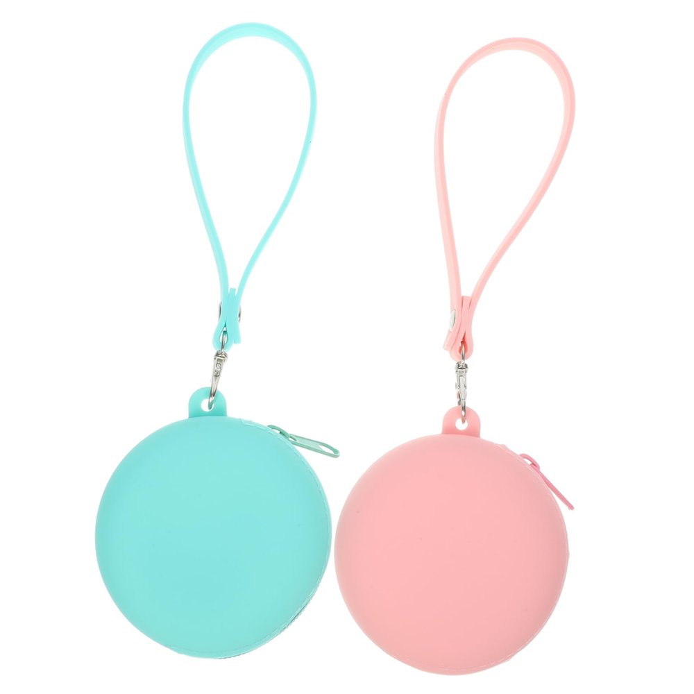 Didiseaon 2pcs Portable Silicone Headphone Organizer Pouch with Wrist Strap Round Zipper Storage Bag for Cables Travel Electronic Organizer