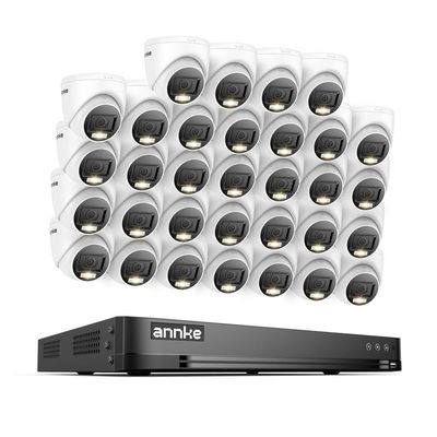 ANNKE 1080P Security Camera System, 32CH 3K Lite DVR Recorder with AI Motion Detection, 32x 2MP (19201080) Add-on Wired White Turret Cams with Smart Color Night Vision, 3.6mm Lens, No Hard Drive