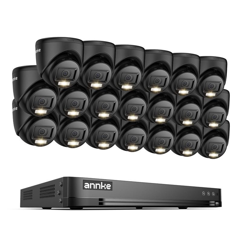 ANNKE 1080P Security Camera System, 32CH 3K Lite DVR Recorder with AI Motion Detection, 20x 2MP (19201080) Add-on Wired Black Turret Cams with Smart Color Night Vision, 3.6mm Lens, No Hard Drive