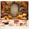10x8ft Fall Thanksgiving Backdrop Autumn Pumpkin Rustic Wood Board Barn Photography Backdrop Background Flower Maple Leaves Baby Shower Banner Supplies Photo Booth Prop view 4