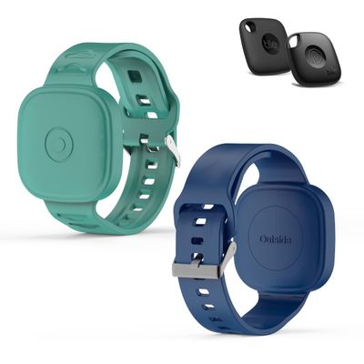 FGERWZ (2Pack) Silicone Bracelet for Tile Mate (2022/2024), Waterproof Protective Case for Tile Life360 Mate Tracker Hidden Tile Mate Holder for Child/Teen/Elderly (Dark Blue + Green)