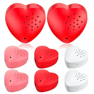 Copkim 6 Pcs 20 Seconds Valentine's Voice Recorder for Stuffed Animal Heart Shape Sound Recorder Push Button Recordable Device Sound Module for Gift Recording Voice Message (Red, White, Pink)