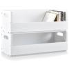 CroBlissful 2 Set Wooden CD Storage Box Holder Shelf Cassette Tape Display Racks with Carrying Handles, Organizer Shelf for Movie Cases, DVDs, Each Set Can Store up to 36 Pcs CDs (White) view 1