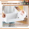 CroBlissful 2 Set Wooden CD Storage Box Holder Shelf Cassette Tape Display Racks with Carrying Handles, Organizer Shelf for Movie Cases, DVDs, Each Set Can Store up to 36 Pcs CDs (White) view 4