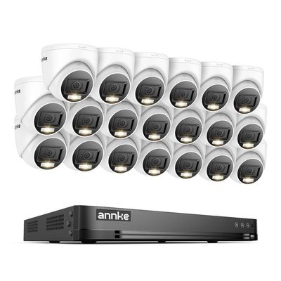 ANNKE 1080P Security Camera System, 32CH 3K Lite DVR Recorder with AI Motion Detection, 20x 2MP (19201080) Add-on Wired White Turret Cams with Smart Color Night Vision, 3.6mm Lens, No Hard Drive