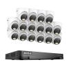 ANNKE 1080P Security Camera System, 16CH 4K DVR with AI Motion Detection, 16x 2MP (19201080) Add-on Wired White Turret Cams with Smart Color Night Vision, IP67, Compatible with Alexa, No HDD view 1