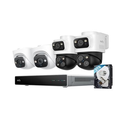eufy PoE NVR Security Camera System S4, Power Over Ethernet, Wired, 24/7 Recording,Up to 16CH, 2TB HDD, 2 Bullet-PTZ Cams, 2 Turret Cams, 360 PTZ, AI Auto Framing & Tracking, Smart Video Search