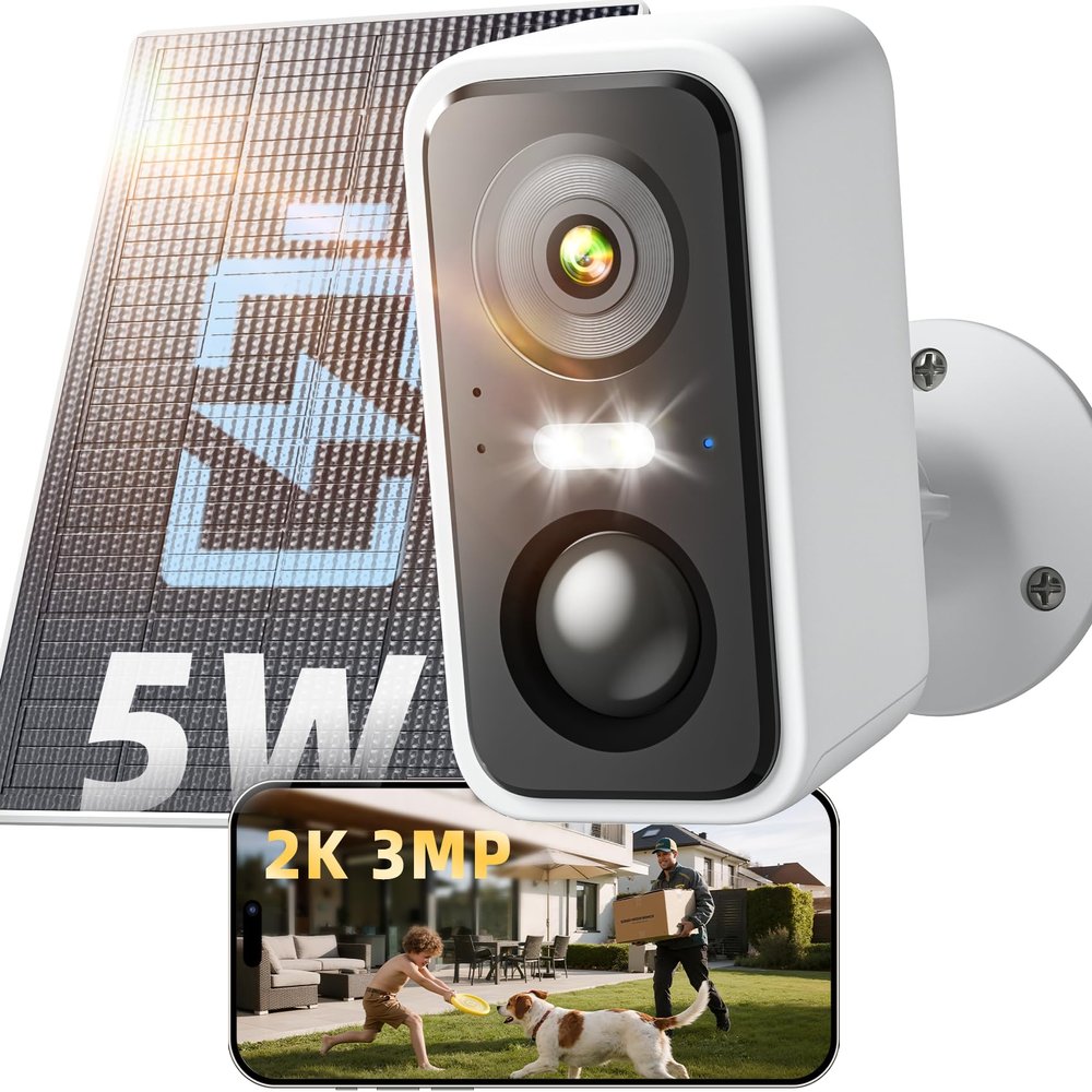 Outdoor Camera Wireless with XL Solar Panel- Security Cameras Wireless Outdoor 2K/3MP & 16 Zoom, 2-Way Audio, AI Motion Detection, Spotlight Color Night Vision, Siren Alarm Used for Home Security