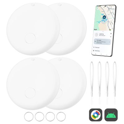 Air Smart Tags-4 Pack for Android, Google Android Tag Tracker Work with Google Find My Device (Find Hub), Key Finder/Luggage Tracker/Item Locator, 4 Pack White