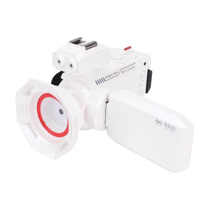 ASHATA Camcorder Video Camera 4K 53MP 50X Digital Zoom Vlogging Camera, Autofocus Camcorder Camera with 3 Inch Color Display, for Photography (White)