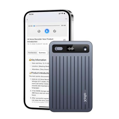 AltaX ThinkNote AI Voice Recorder for Meetings, Calls & Lectures | ChatGPT Powered Instant Transcription, Auto Summary & Mind Maps | 107 Language Support | All-Metal Design w/Case | 64GB (Onyx Steel)