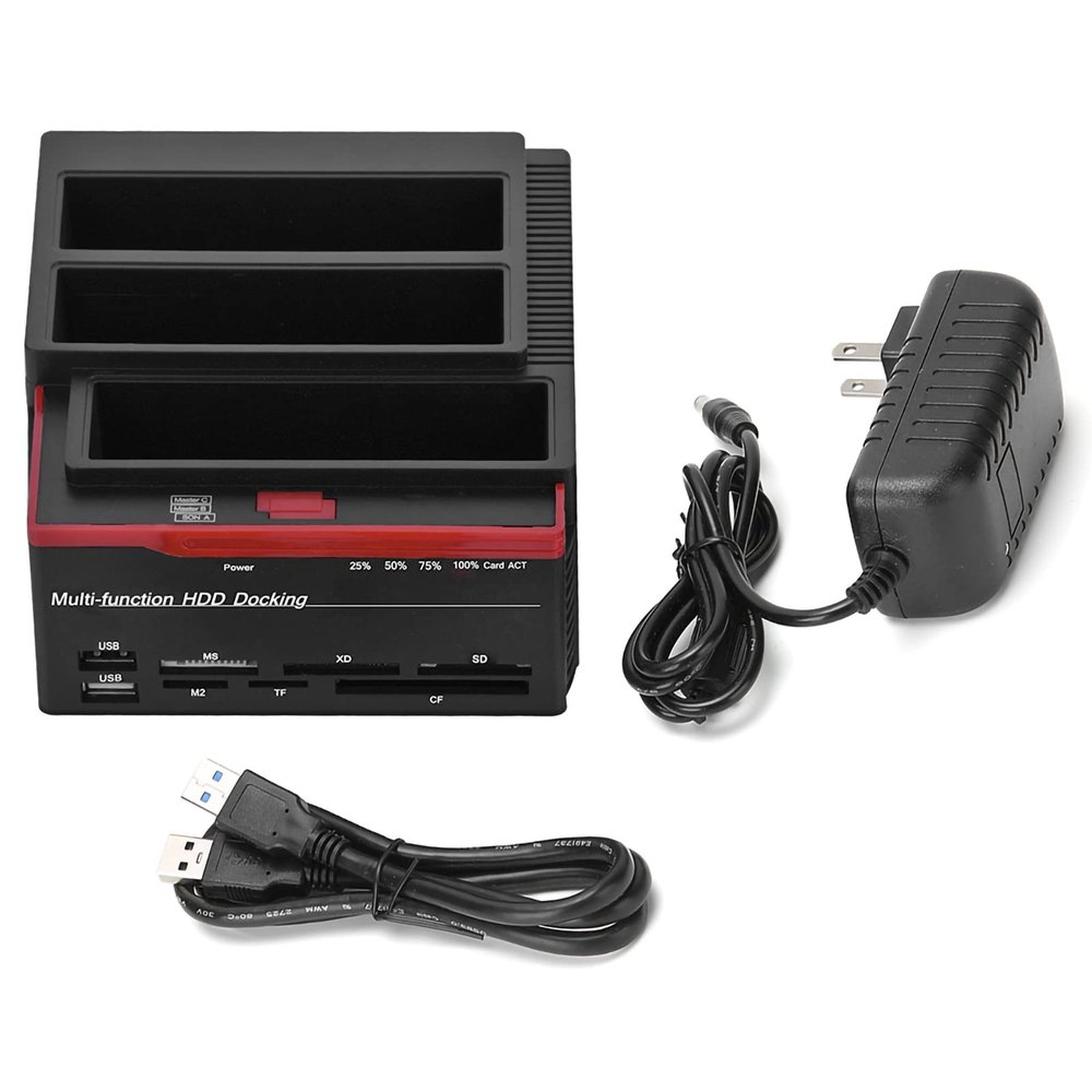 Mtlavishness 2.5 Inch and 3.5 Inch Dual Bay USB3.0 SATA IDE HDD Docking Station with Offline Clone Function for Easy Data Management and Transfer Suitable for Multiple Operating