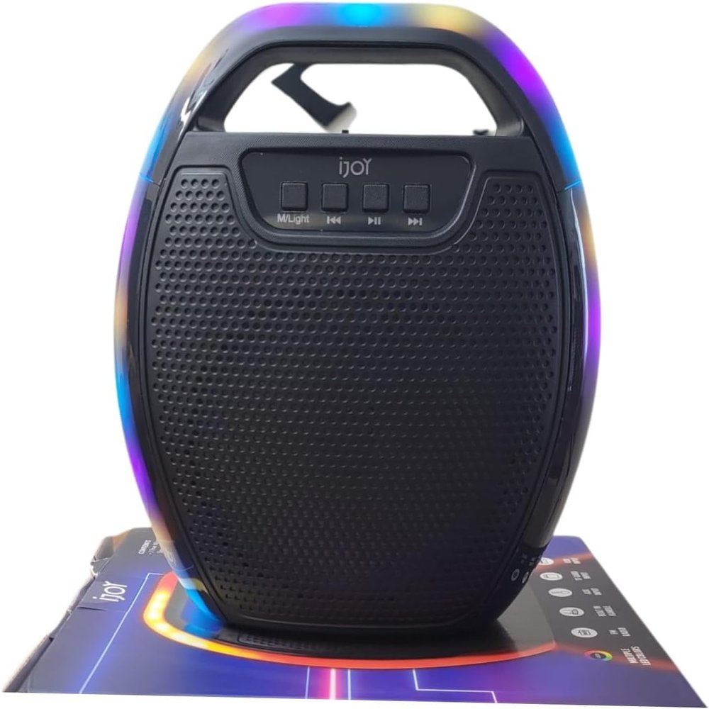 IJOY Arcade Bluetooth Speaker with LED Light Show, FM Radio, Built-in Handle, Black